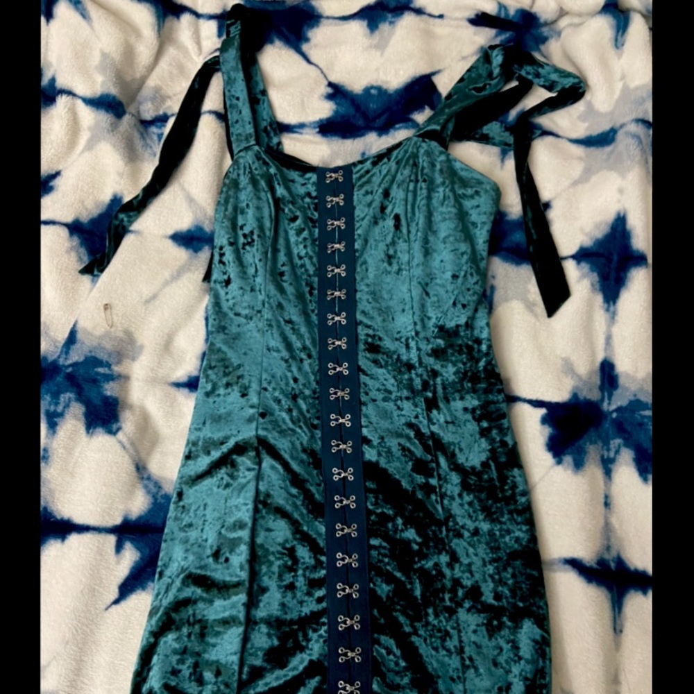 Velvet Mini Dress with Clasps